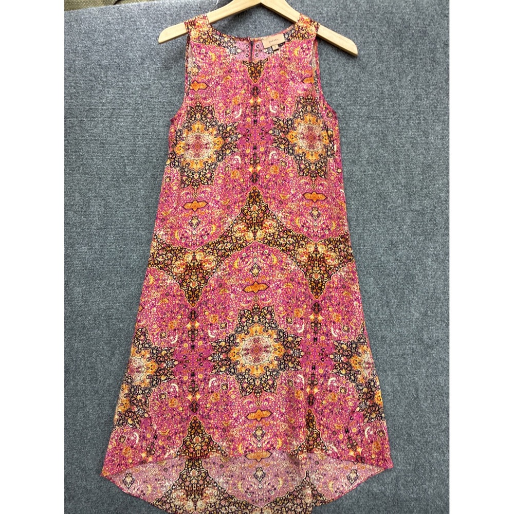 Kachelโ 100% Silk Pink Paisley Kaleidoscope High Low Sleeveless Dress Womens 4